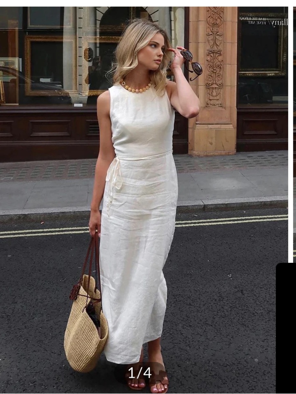 Commense white Sleeveless Maxi Dress with Back Slit.  Back zipper.  Fully lined.
